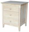 image of Parawood Brooklyn 3 Drawer Nightstand