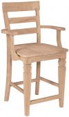 image of Parawood 24 Inch Tall Java Stool with Arms