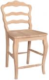 image of Parawood 24 Inch Tall Versailles Ladderback Stool with Wood Seat
