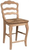 image of Parawood 24 Inch Tall Versailles Ladderback Stool with Rush Seat
